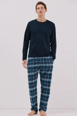 Cortefiel Set de pijama punto y tela Azul marino New