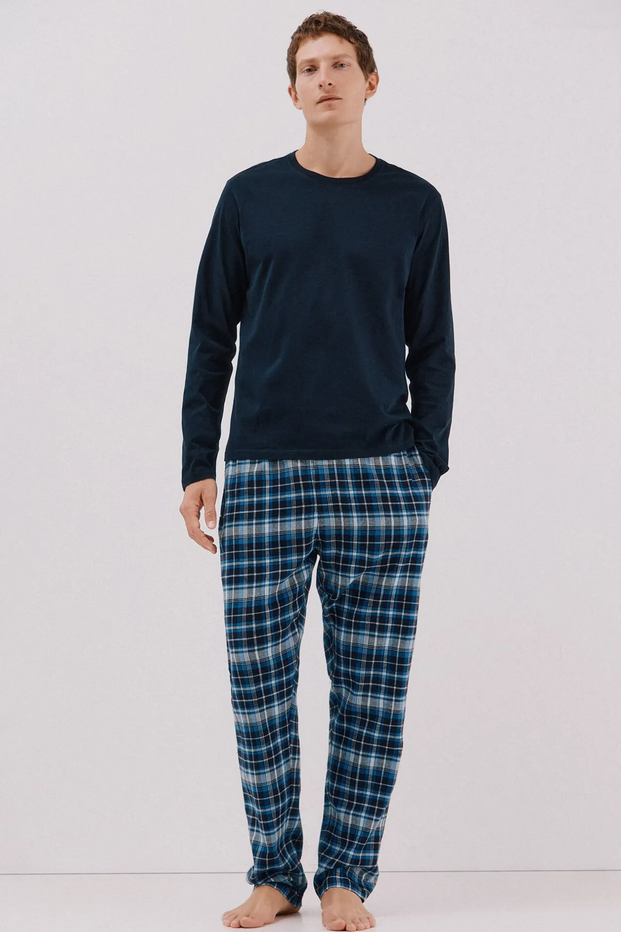 Cortefiel Set de pijama punto y tela Azul marino New