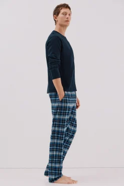 Cortefiel Set de pijama punto y tela Azul marino New