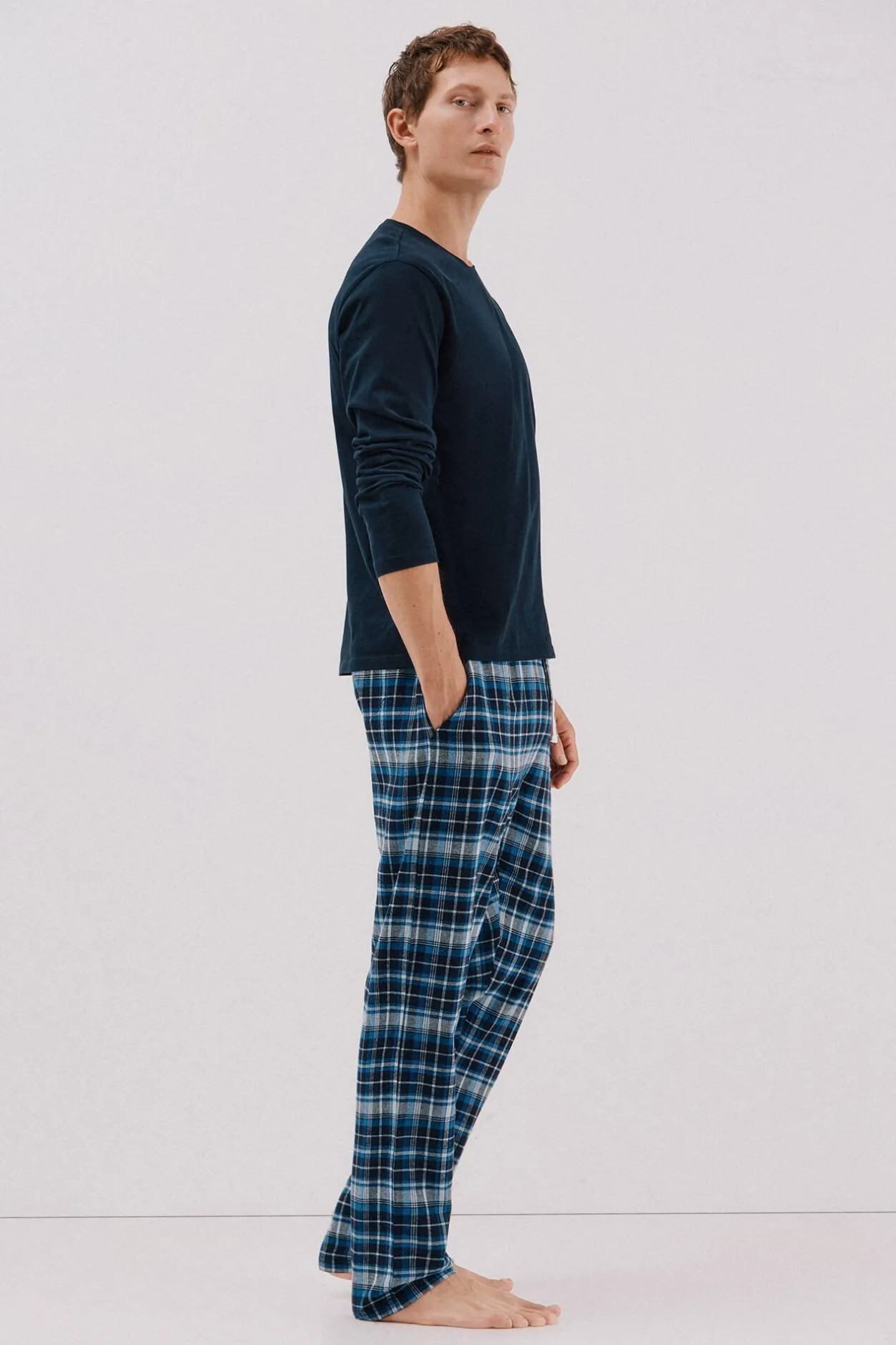 Cortefiel Set de pijama punto y tela Azul marino New