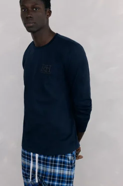 Pedro del Hierro Set de pijama punto y tela Azul Discount