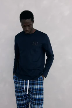 Pedro del Hierro Set de pijama punto y tela Azul Discount