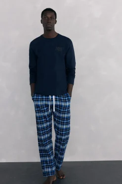 Pedro del Hierro Set de pijama punto y tela Azul Discount