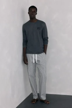Pedro del Hierro Set de pijama punto y tela Gris
