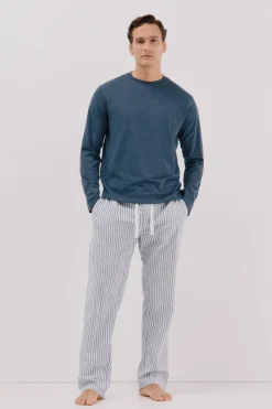 Cortefiel Set de pijama punto y tela Azul Best