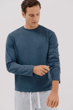 Cortefiel Set de pijama punto y tela Azul Best