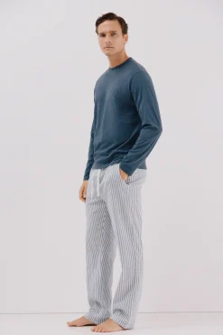 Cortefiel Set de pijama punto y tela Azul Best