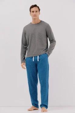 Cortefiel Set de pijama punto y tela Gris oscuro Online