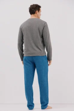 Cortefiel Set de pijama punto y tela Gris oscuro Online