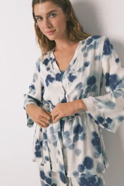 Women'secret Set pijama satén floral verde Sale