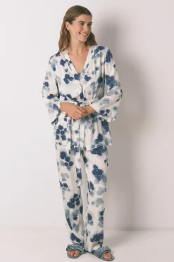 Women'secret Set pijama satén floral verde Sale