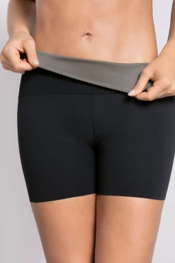 Leonisa Short de control moderado aspecto invisible con fajón antideslizante negro Discount