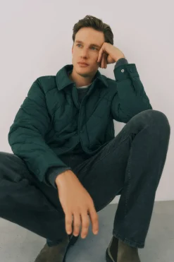 Cortefiel Sobrecamisa acolchada Verde oscuro Outlet