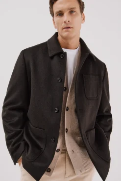 Cortefiel Sobrecamisa botones lana Marr&oacute;n oscuro Best