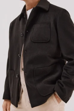 Cortefiel Sobrecamisa botones lana Marr&oacute;n oscuro Best