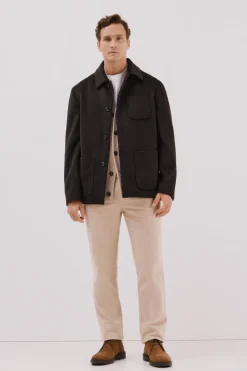 Cortefiel Sobrecamisa botones lana Marr&oacute;n oscuro Best