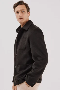 Cortefiel Sobrecamisa botones lana Marr&oacute;n oscuro Best