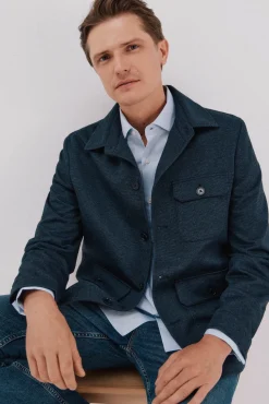 Cortefiel Sobrecamisa de punto Azul marino Online