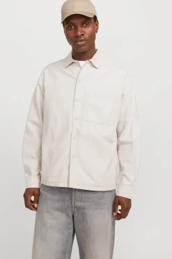 Jack & Jones Sobrecamisa de sarga corte ancho gris Outlet