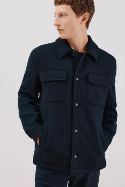 Cortefiel Sobrecamisa lana Azul marino Online