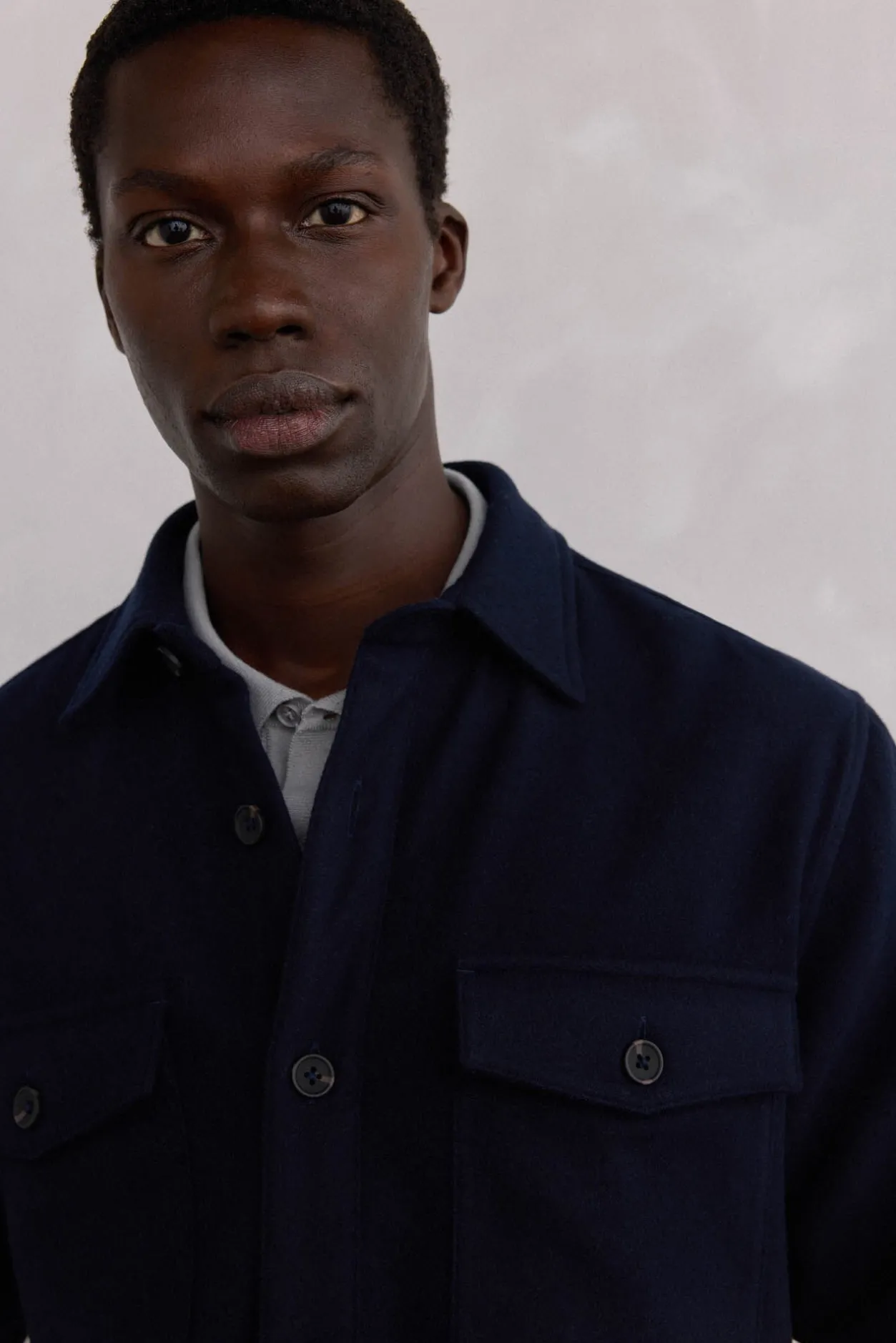 Pedro del Hierro Sobrecamisa lana lisa Azul Best