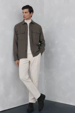 Pedro del Hierro Sobrecamisa lana lisa Marr&oacute;n Sale