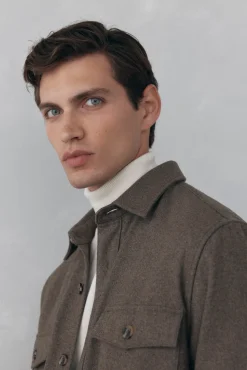 Pedro del Hierro Sobrecamisa lana lisa Marr&oacute;n Sale