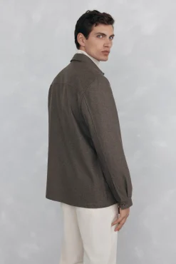 Pedro del Hierro Sobrecamisa lana lisa Marr&oacute;n Sale