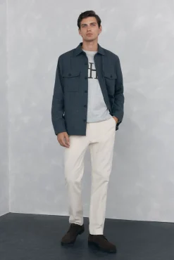 Pedro del Hierro Sobrecamisa lana lisa Gris Clearance