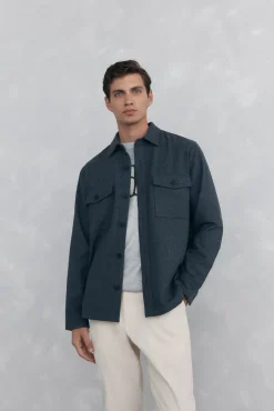 Pedro del Hierro Sobrecamisa lana lisa Gris Clearance