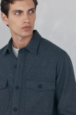 Pedro del Hierro Sobrecamisa lana lisa Gris Clearance