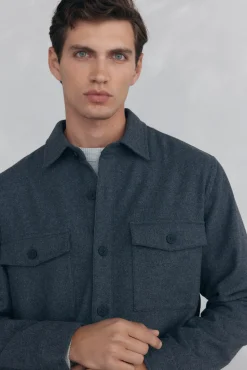 Pedro del Hierro Sobrecamisa lana lisa Gris Clearance