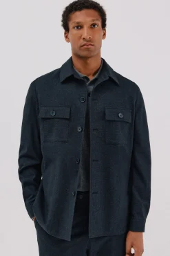 Cortefiel Sobrecamisa microcuadro algodón Azul marino Discount