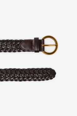 Cortefiel Square braided belt Marr&oacute;n New