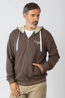 Privata Sudadera abierta con capucha y bolsillos Marr&oacute;n New