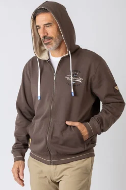 Privata Sudadera abierta con capucha y bolsillos Marr&oacute;n New