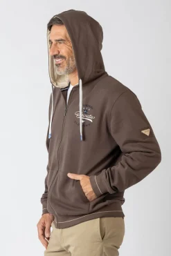 Privata Sudadera abierta con capucha y bolsillos Marr&oacute;n New