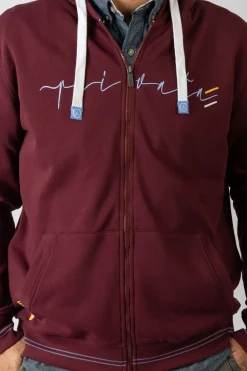 Privata Sudadera abierta con capucha y bolsillos Estampado granate Discount