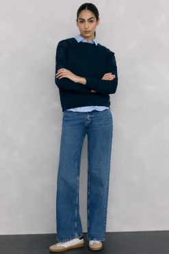 Pedro del Hierro Sudadera bordados flores Azul