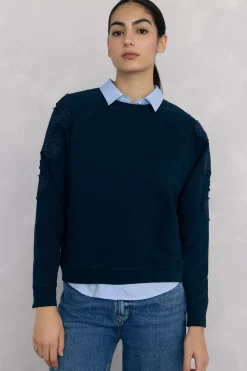 Pedro del Hierro Sudadera bordados flores Azul
