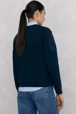 Pedro del Hierro Sudadera bordados flores Azul