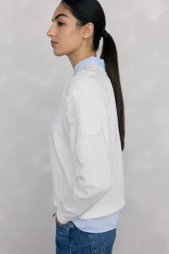 Pedro del Hierro Sudadera bordados flores Crudo Hot