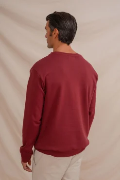Celopman Sudadera básica de cuello redondo rojo Online