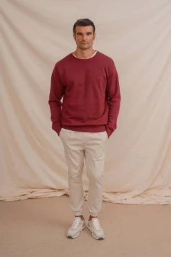 Celopman Sudadera básica de cuello redondo rojo Online