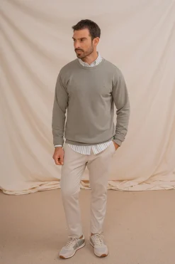 Celopman Sudadera básica de cuello redondo verde Discount