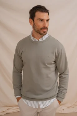 Celopman Sudadera básica de cuello redondo verde Discount