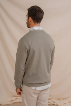 Celopman Sudadera básica de cuello redondo verde Discount