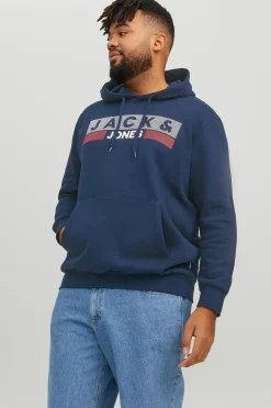 Jack & Jones PLUS Sudadera capucha print logo PLUS azul Sale