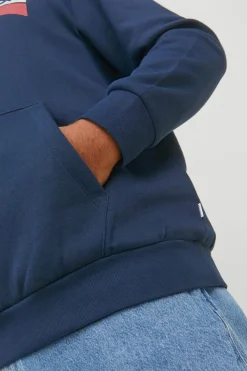 Jack & Jones PLUS Sudadera capucha print logo PLUS azul Sale