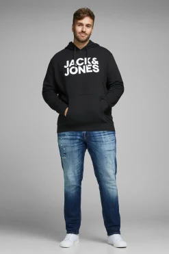 Jack & Jones PLUS Sudadera capucha print logo PLUS negro Best